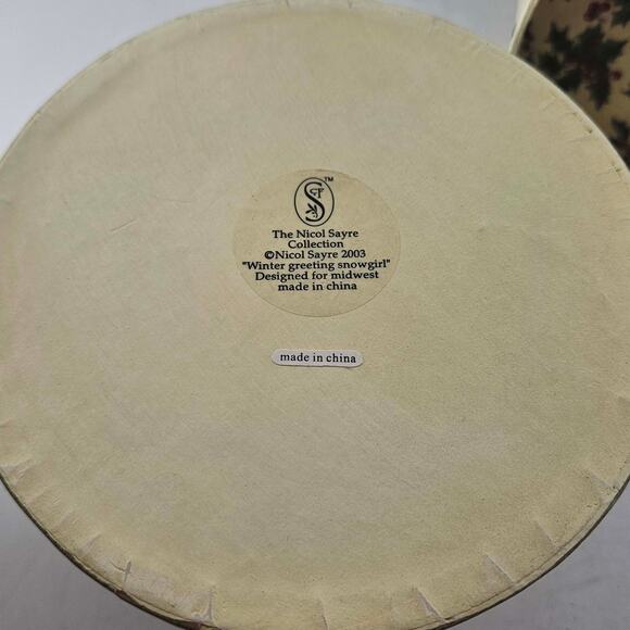 Nicole Sayre Winter Greetings Snowgirl Snoman Vintage 2003 Christmas Box Figure - Picture 6 of 6